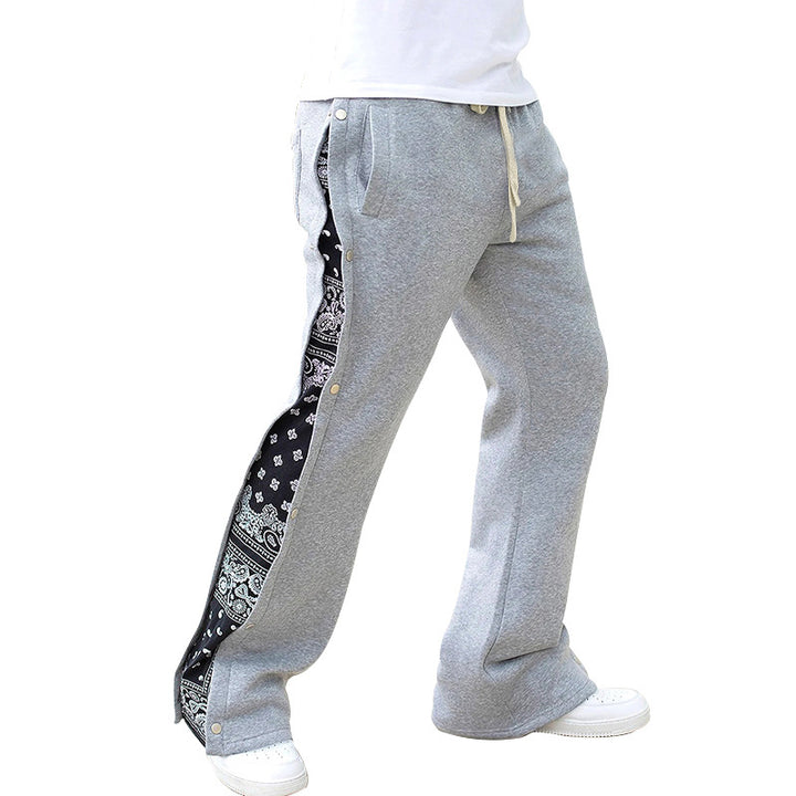 Men's sweatpants with side snap button placket and bandana side insert StylebySassy