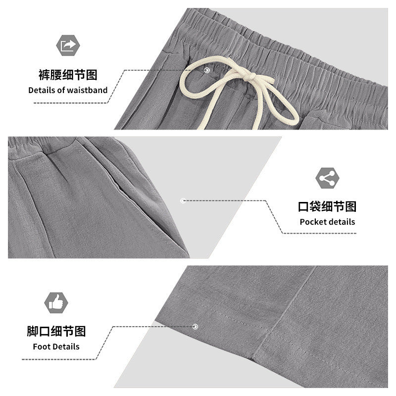 Men's breathable linen blend pants with drawstring, crease and straight leg StylebySassy