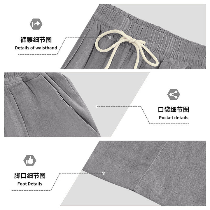 Men's breathable linen blend pants with drawstring, crease and straight leg StylebySassy