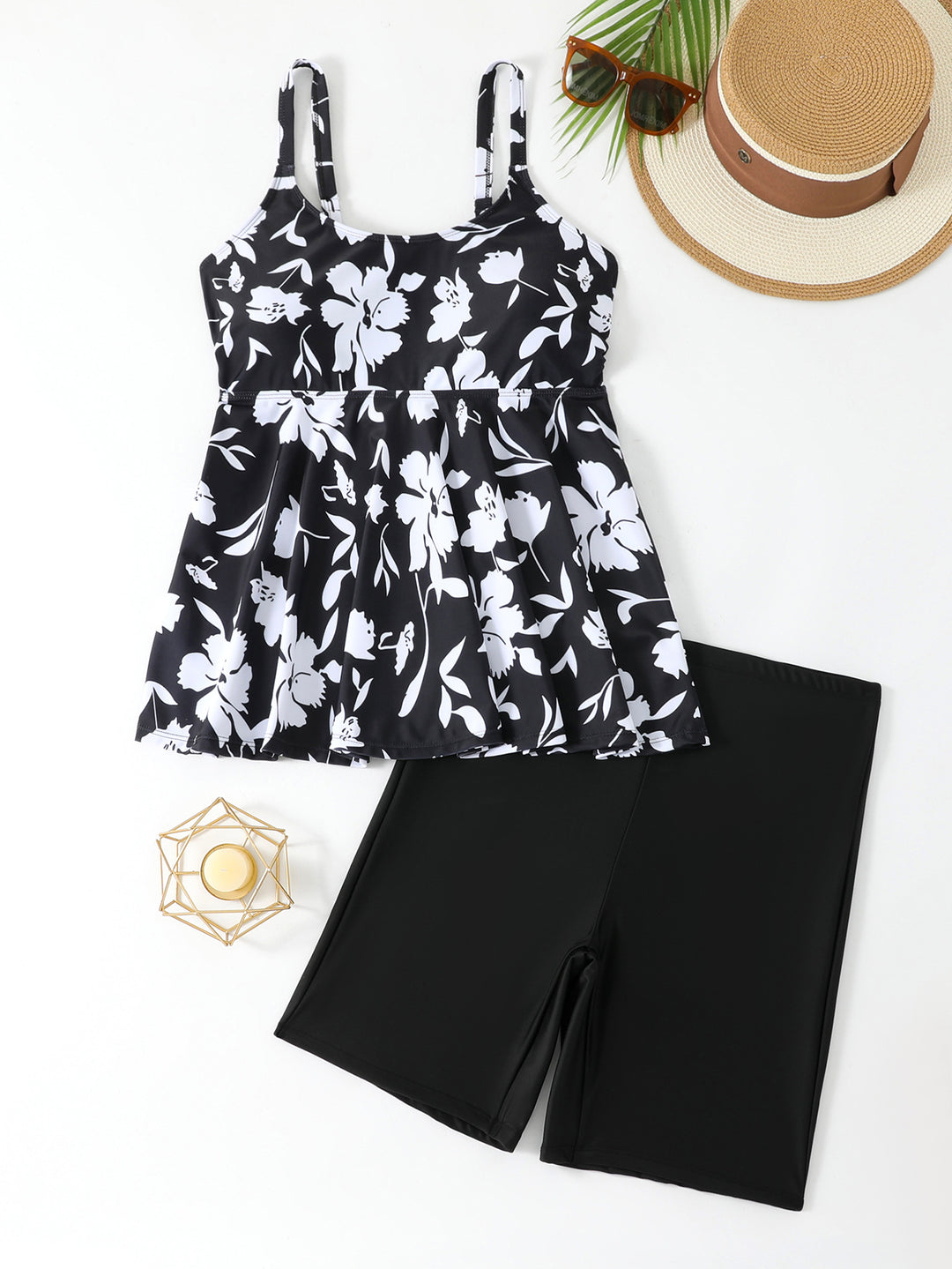 Women Tankini Set with floral top and shorts StylebySassy