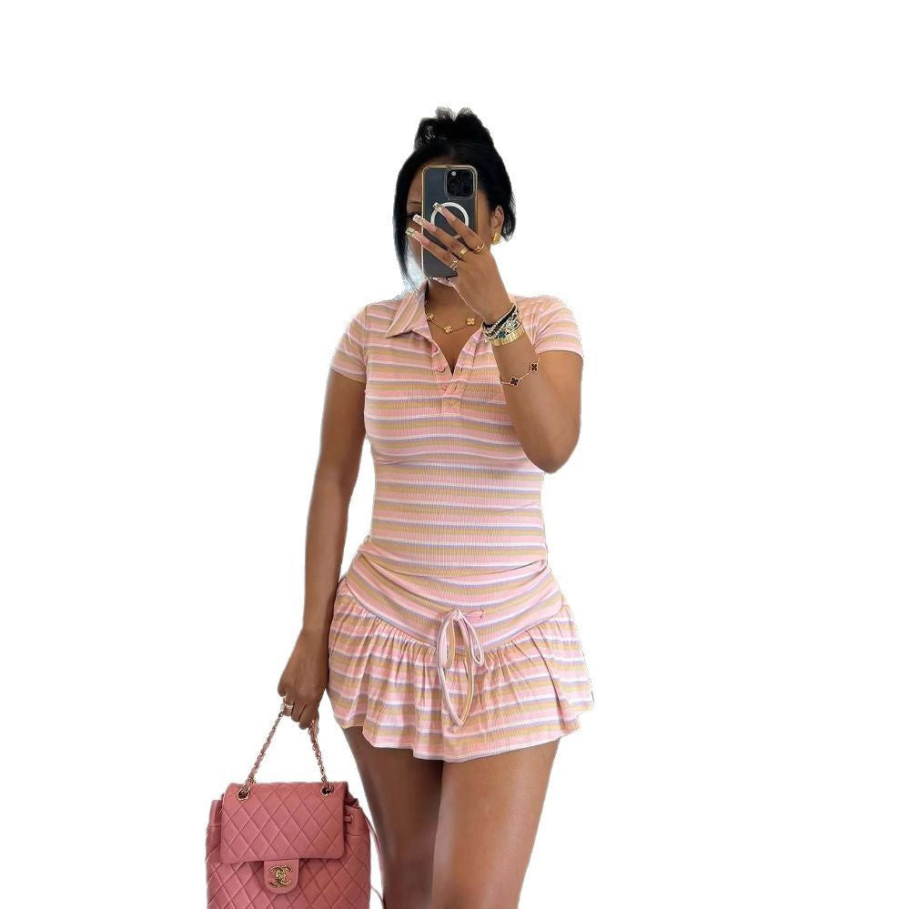 Ladies sporty polo dress with ruffle details StylebySassy