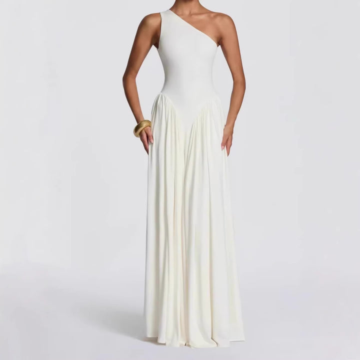 Women's maxi dress with off-shoulder design and flowing fabric StylebySassy