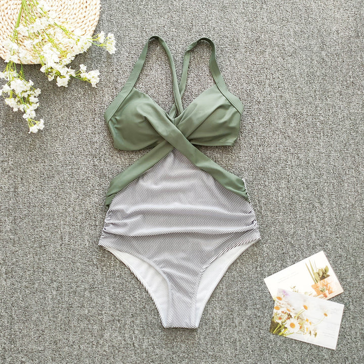 Women's One-Piece Swimsuit with Crossed Design StylebySassy