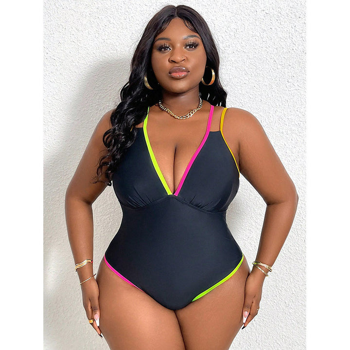 Ladies elegant one-piece swimsuit with contrasting details StylebySassy