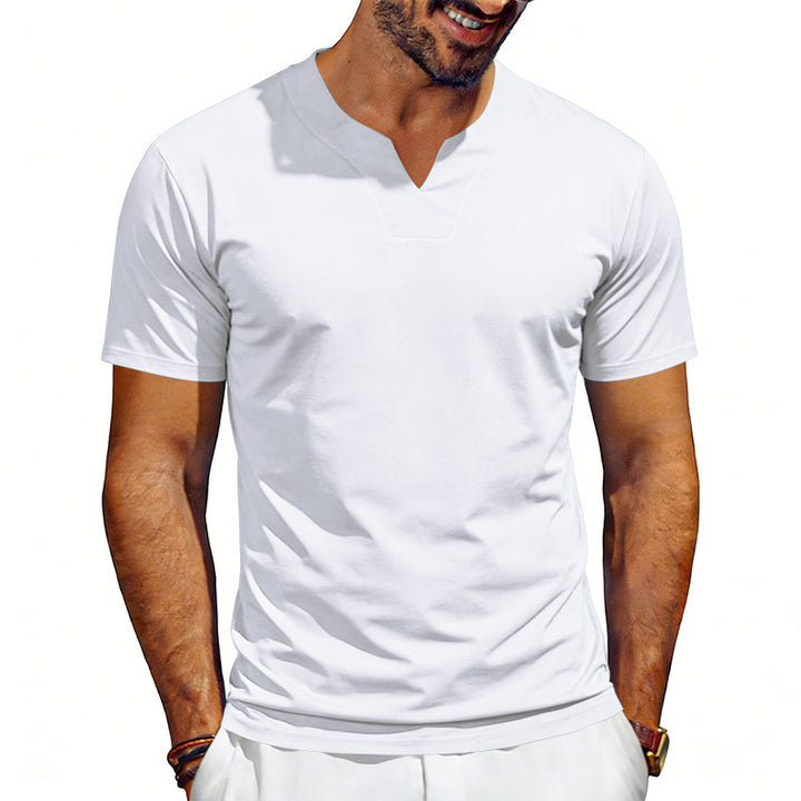 Men's V-neck sports shirt with ergonomic design seams and elastic jersey StylebySassy