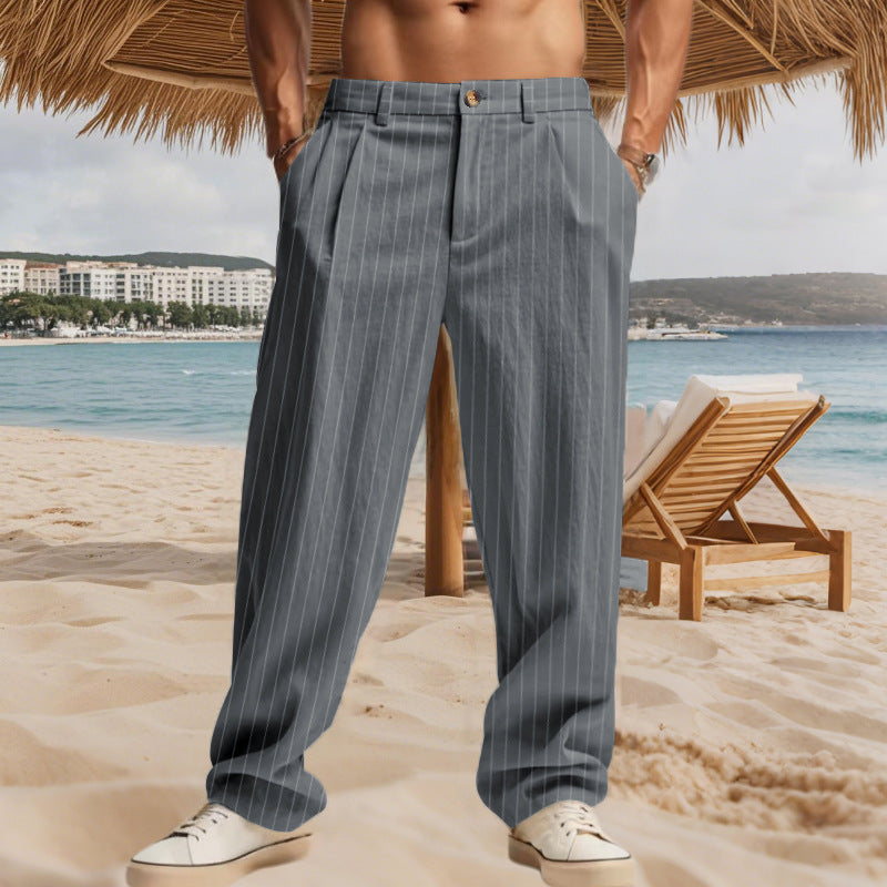 Men's casual-elegant pinstripe pants with crease and wide leg StylebySassy