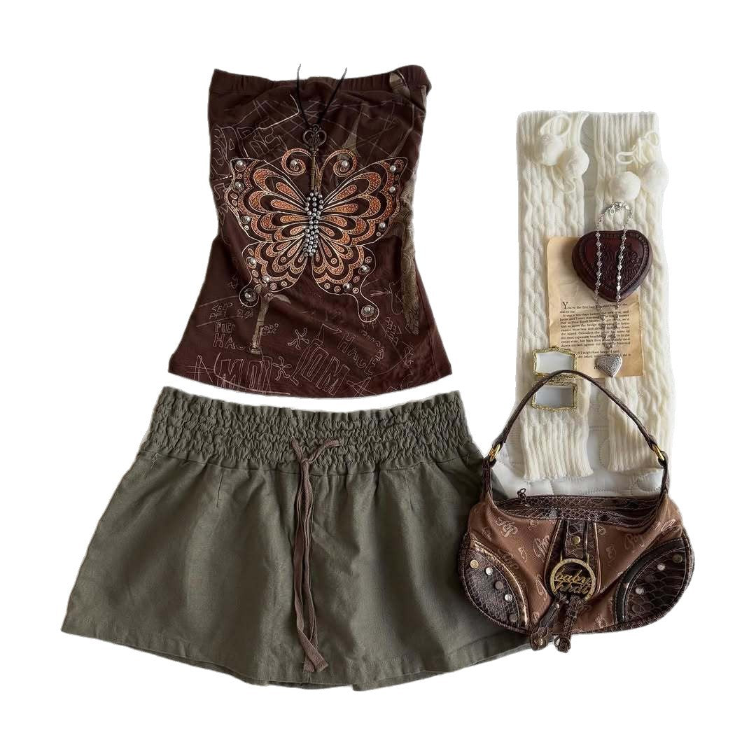 Women strapless top with butterfly design StylebySassy