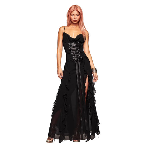 Women's Elegant Wrap Dress with Ruffles and Lacing Details StylebySassy