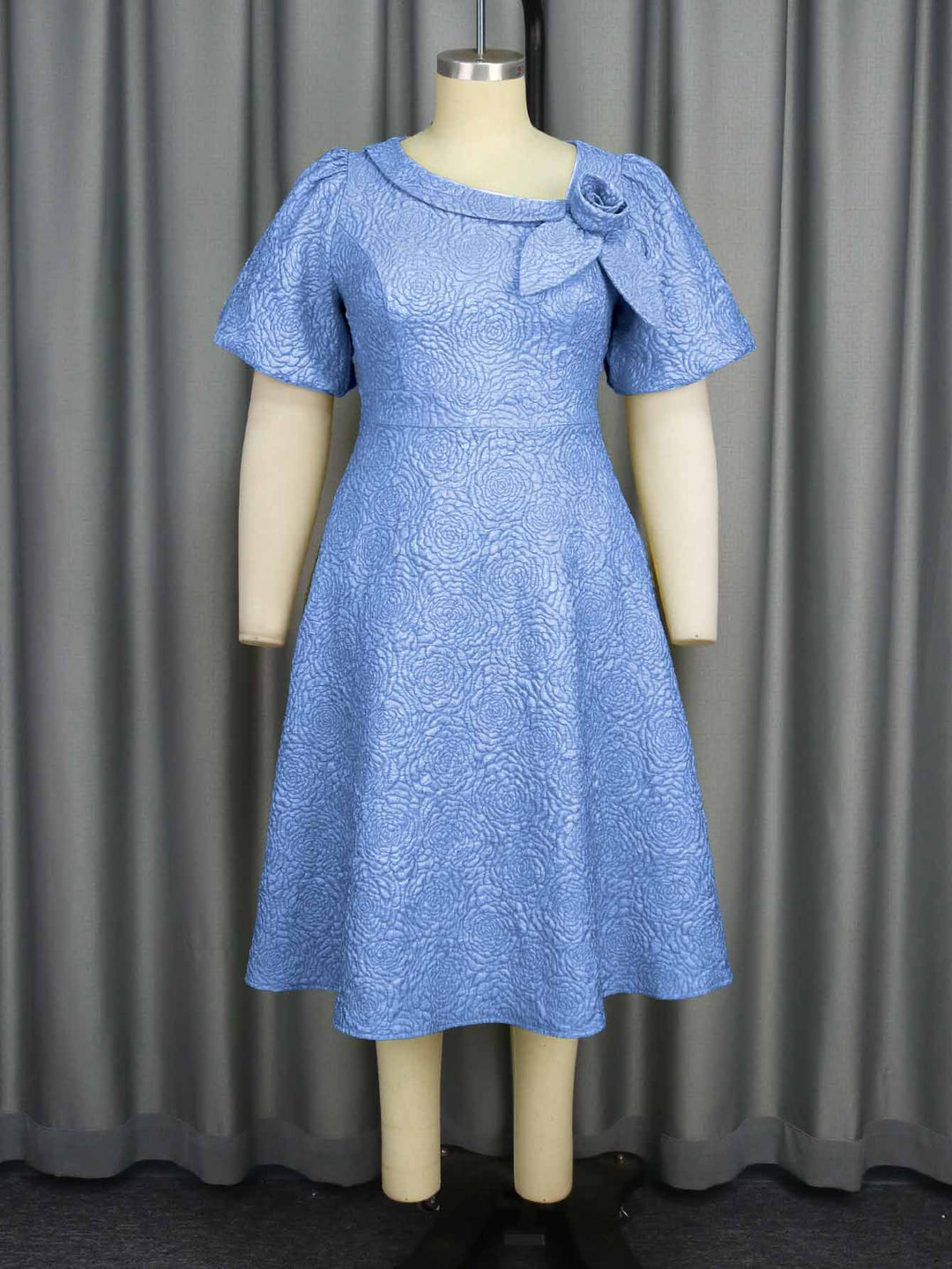 Women's Elegant Dress with Structured Flower Appliqué StylebySassy