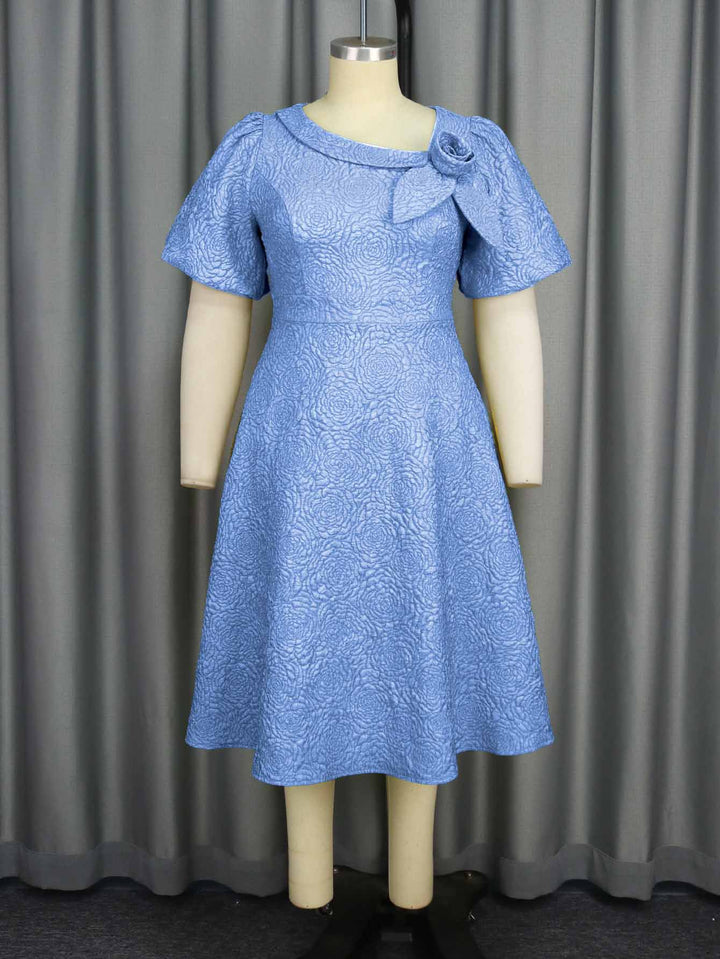 Women's Elegant Dress with Structured Flower Appliqué StylebySassy