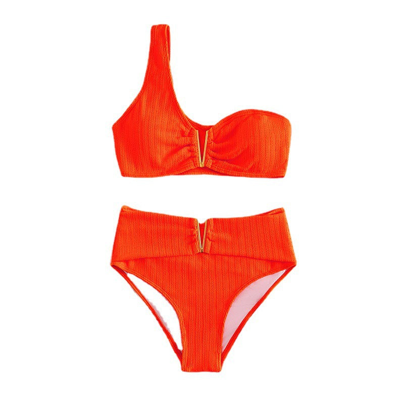 Women's High-Waisted Bikini with Innovative Buckle Elements StylebySassy