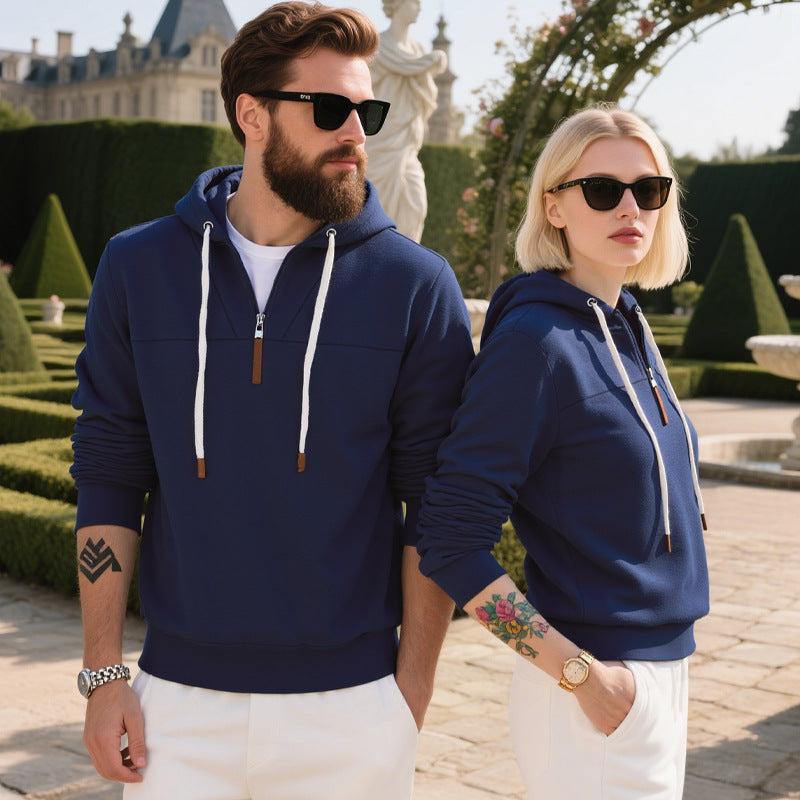 Men's soft fleece hoodie with half zip and adjustable hood StylebySassy