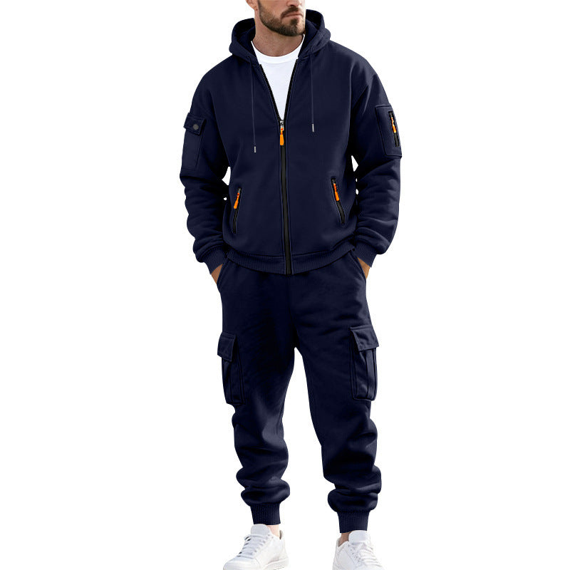 Men's nano urban functional cargo sweat set with hoodie, zippered pockets, and tapered cargo jogger StylebySassy