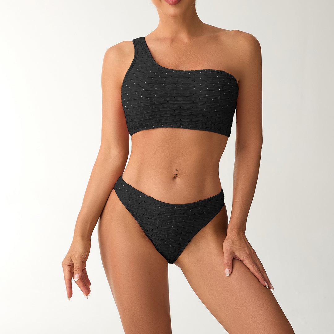 Women's One-Sided Bandeau Bikini with Textured Surface StylebySassy