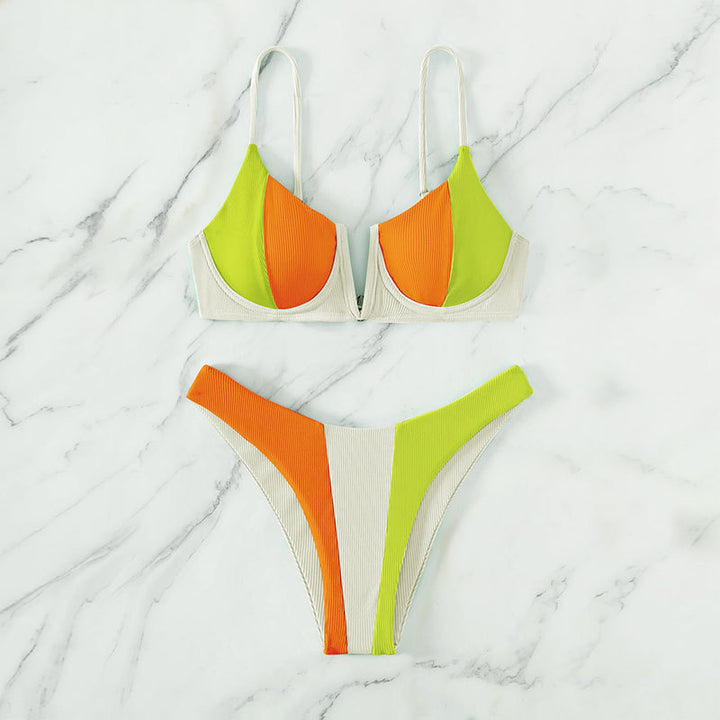 Women's bikini set with trendy color block design and adjustable straps StylebySassy