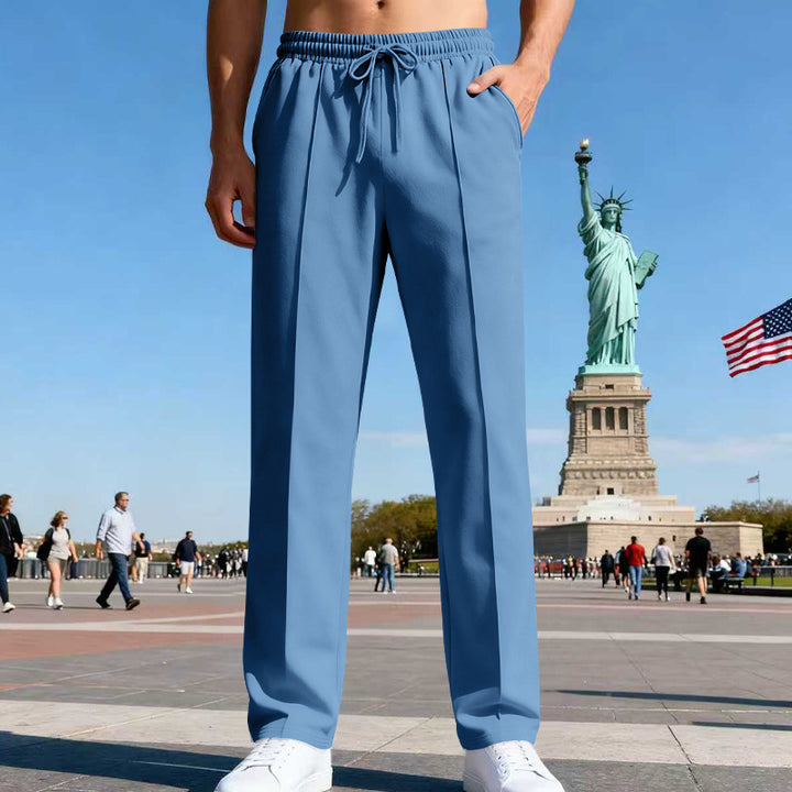 Men's casual-elegant pleated sweatpants with crease, elastic drawstring waistband and side pockets StylebySassy