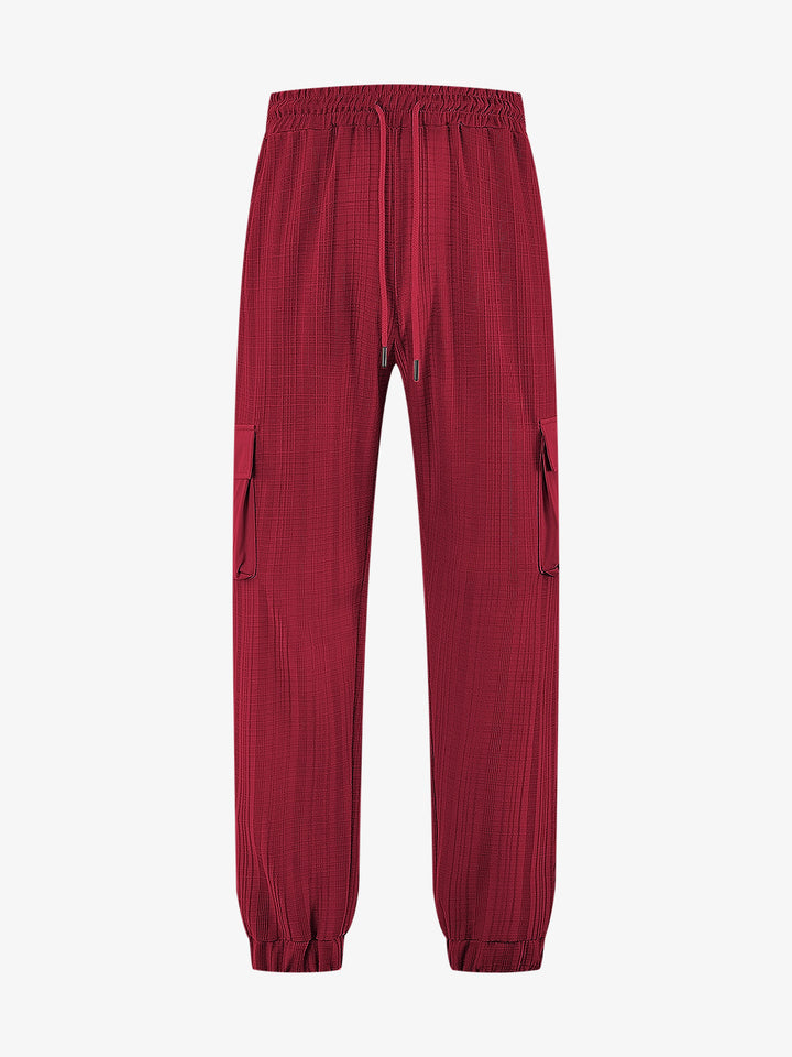 Men's Glencheck Cargo Jogging Pants with Drawstring Waistband and Elastic Ankle Closures StylebySassy