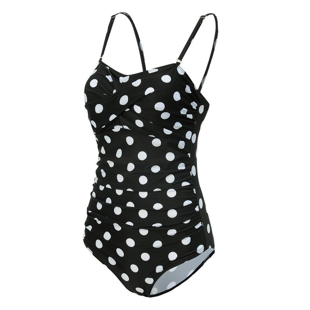 Women One-Piece Wrap Swimsuit with Striped Pattern StylebySassy