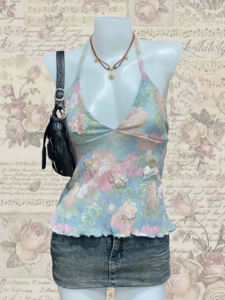 Ladies delicate summer top with floral details StylebySassy