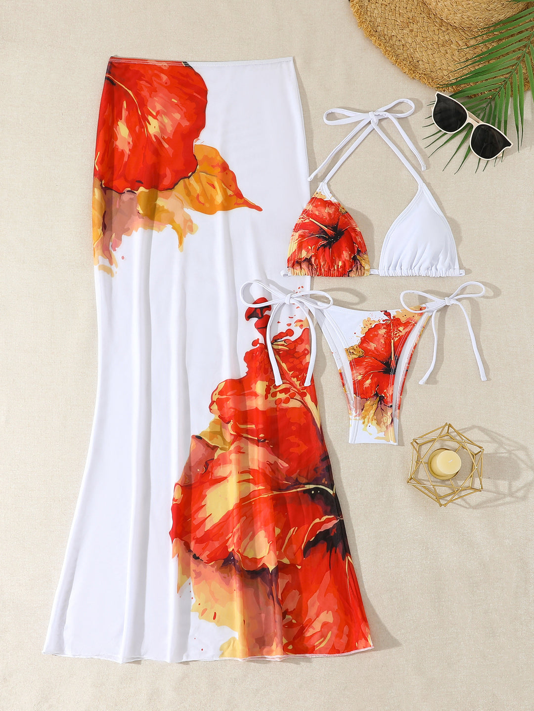 Women's Beach Dress with Blooming Bikini Set StylebySassy