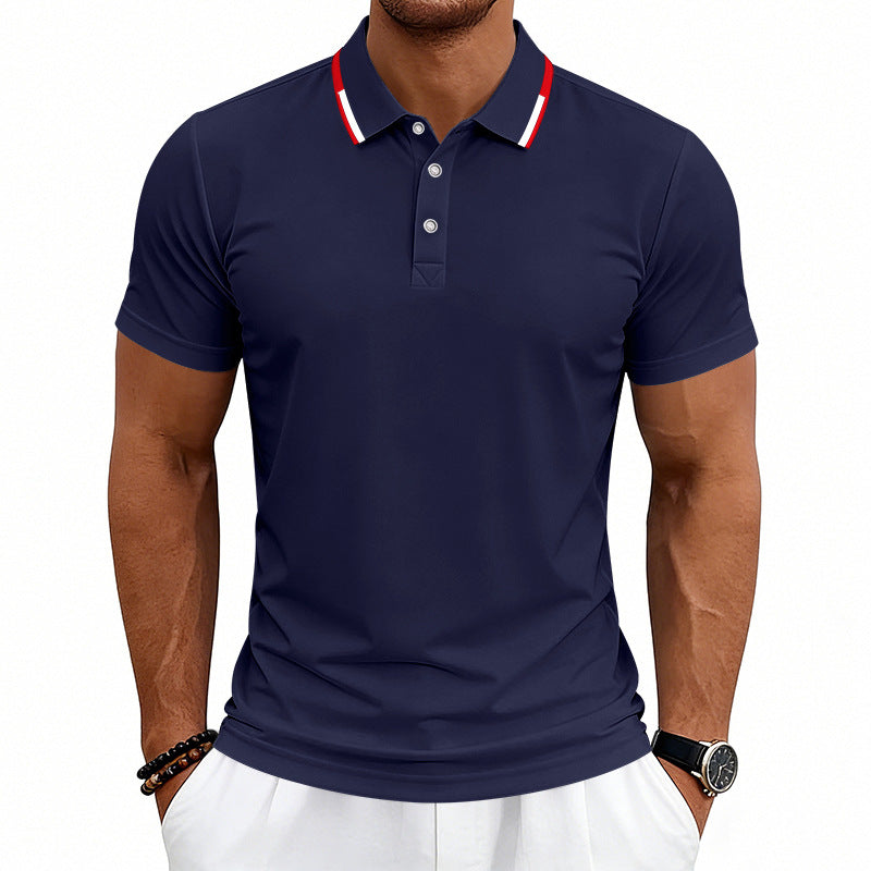 Men's tailored short-sleeve polo shirt with contrast collar made of breathable piqué StylebySassy