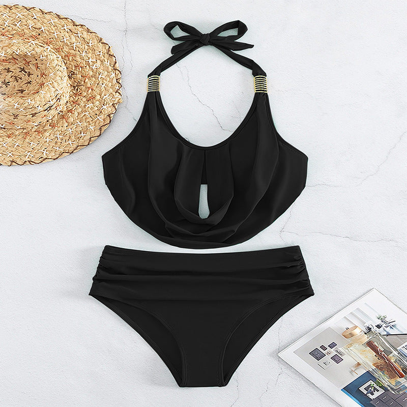Women’s one-piece swimsuit with elegant draping design and high-quality accents StylebySassy
