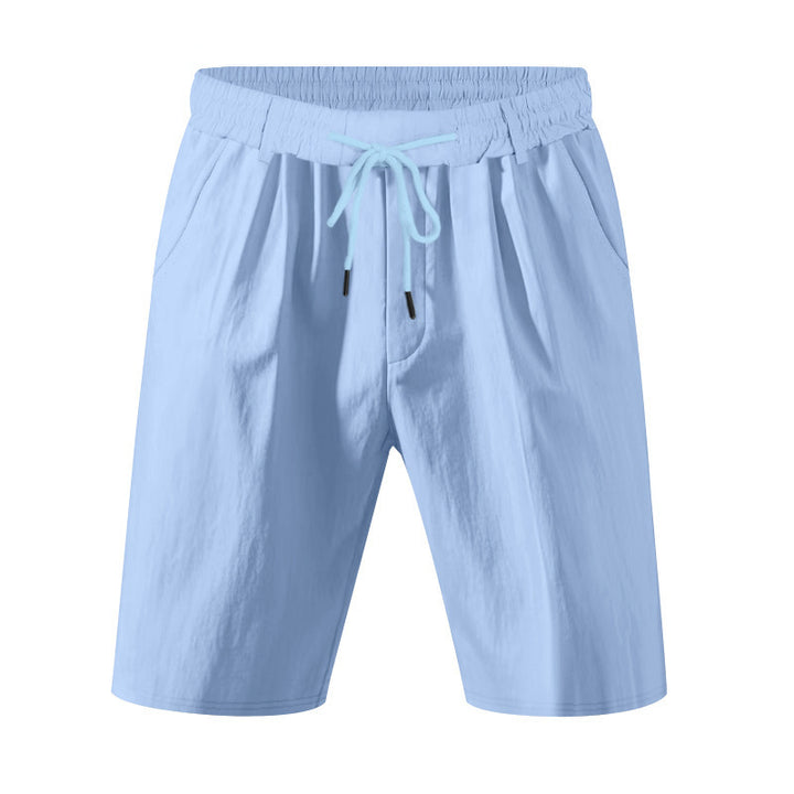 Men's knee-length lightweight functional shorts with elastic waistband, drawstring, and deep side pockets StylebySassy