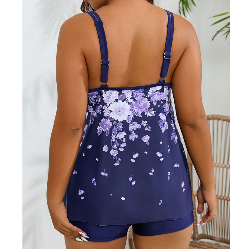 Women's Sporty Tankini Swimsuit with Floral Design and Fashionable Cut StylebySassy