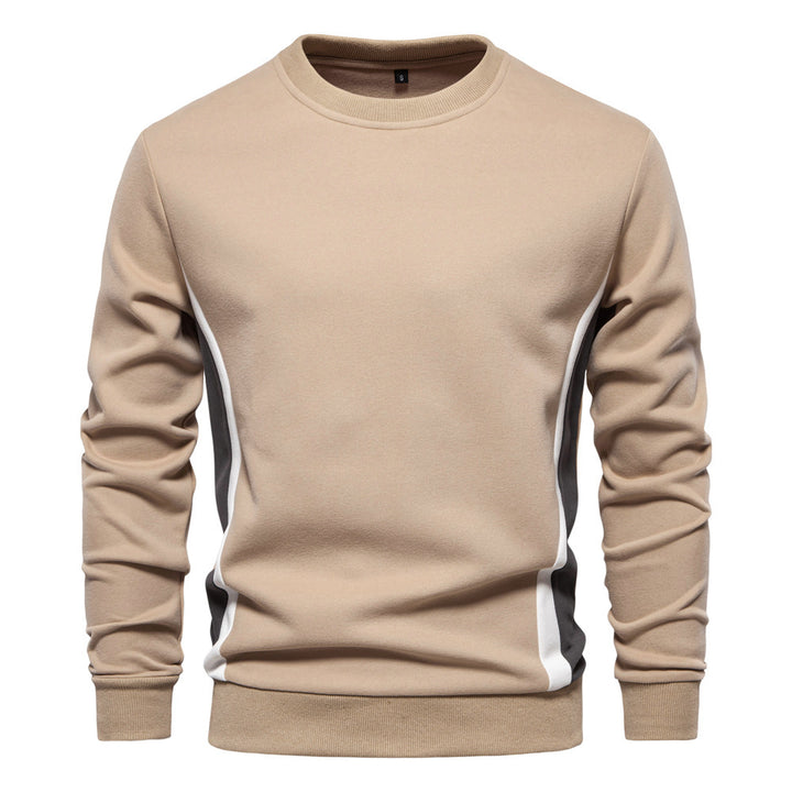 Men's round neck sweatshirt made of cotton blend with contrasting side piping and slim silhouette StylebySassy