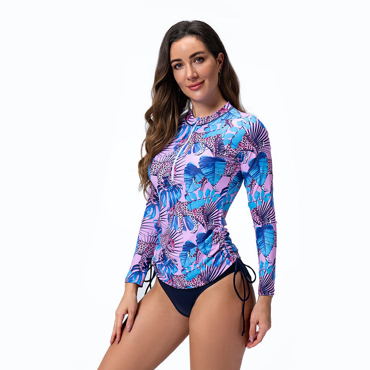 Women's Sporty Long Sleeve Rashguard with Floral Pattern StylebySassy
