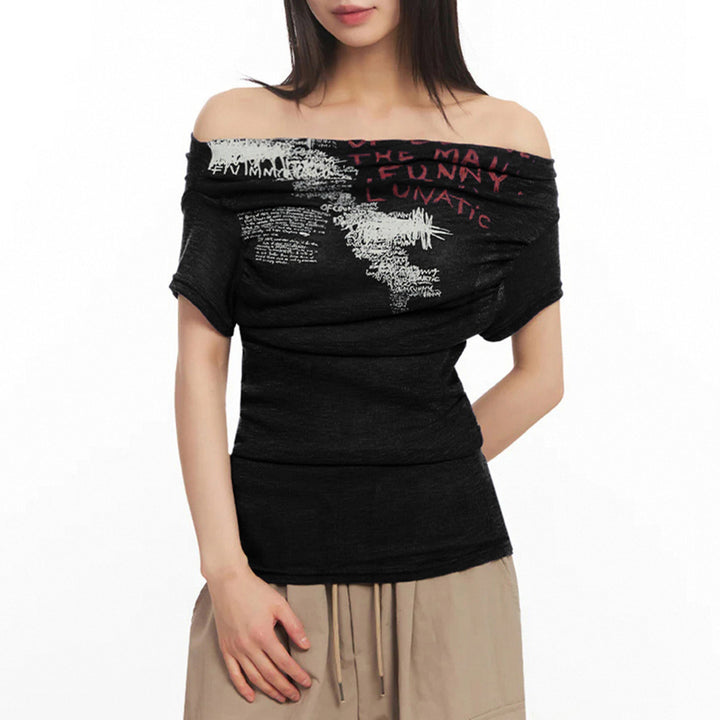 Women Off-Shoulder Shirt with Graphic Print StylebySassy