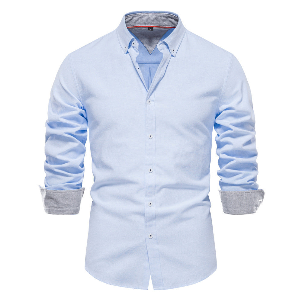 Men's elegant long-sleeve shirt made of Oxford fabric with a Kent collar and cuffed sleeves StylebySassy