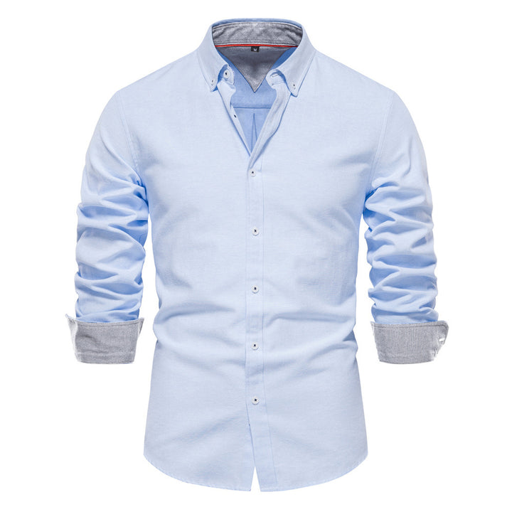 Men's elegant long-sleeve shirt made of Oxford fabric with a Kent collar and cuffed sleeves StylebySassy