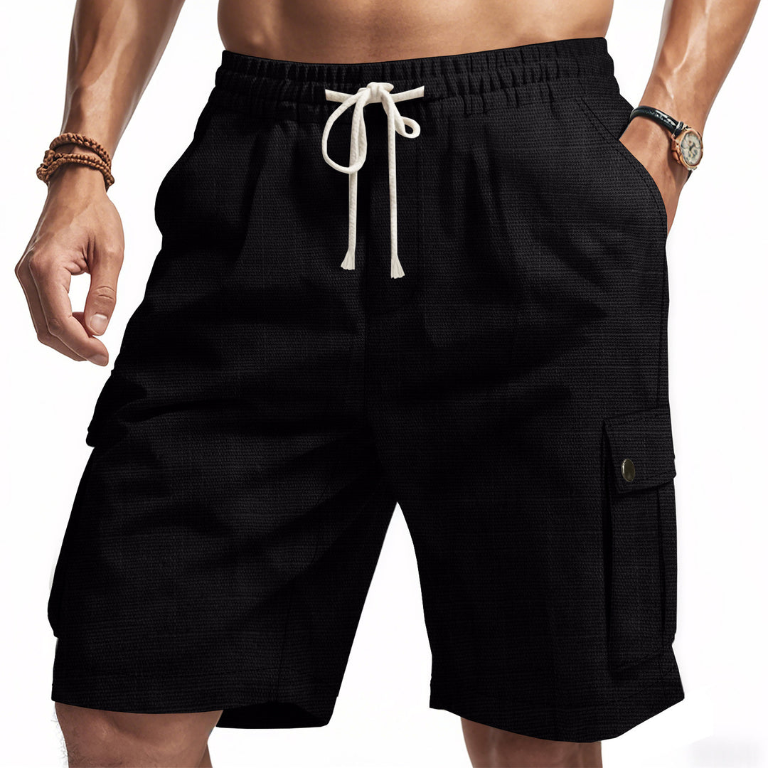 Men's casual cargo Bermuda shorts with elastic waistband and drawstring StylebySassy