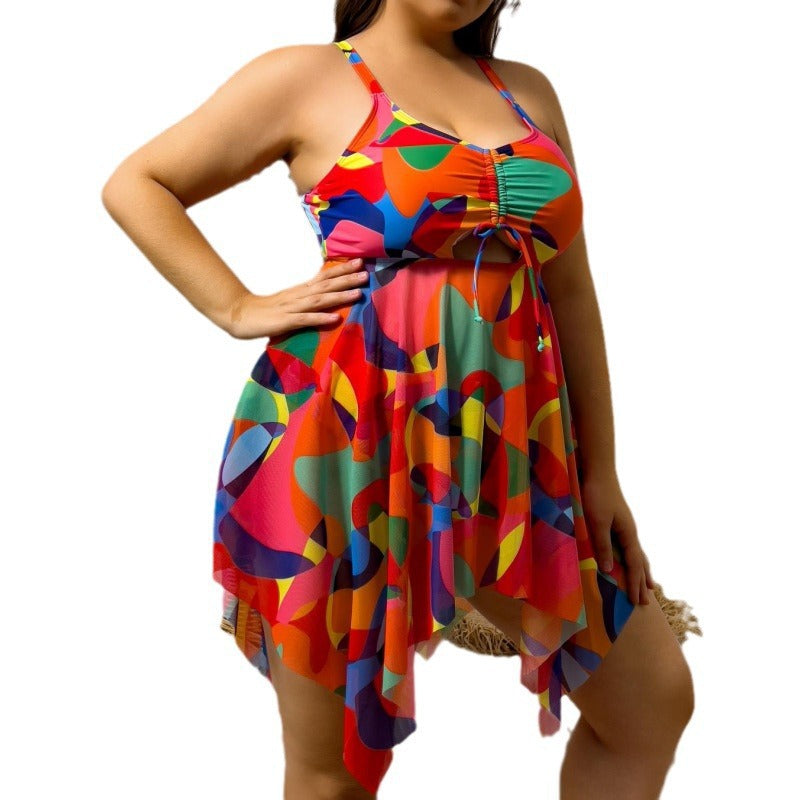 Women's bikini set with flowing wrap design and fashionable pattern mix StylebySassy