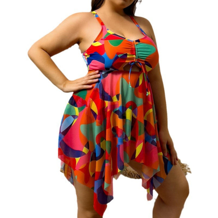 Women's bikini set with flowing wrap design and fashionable pattern mix StylebySassy