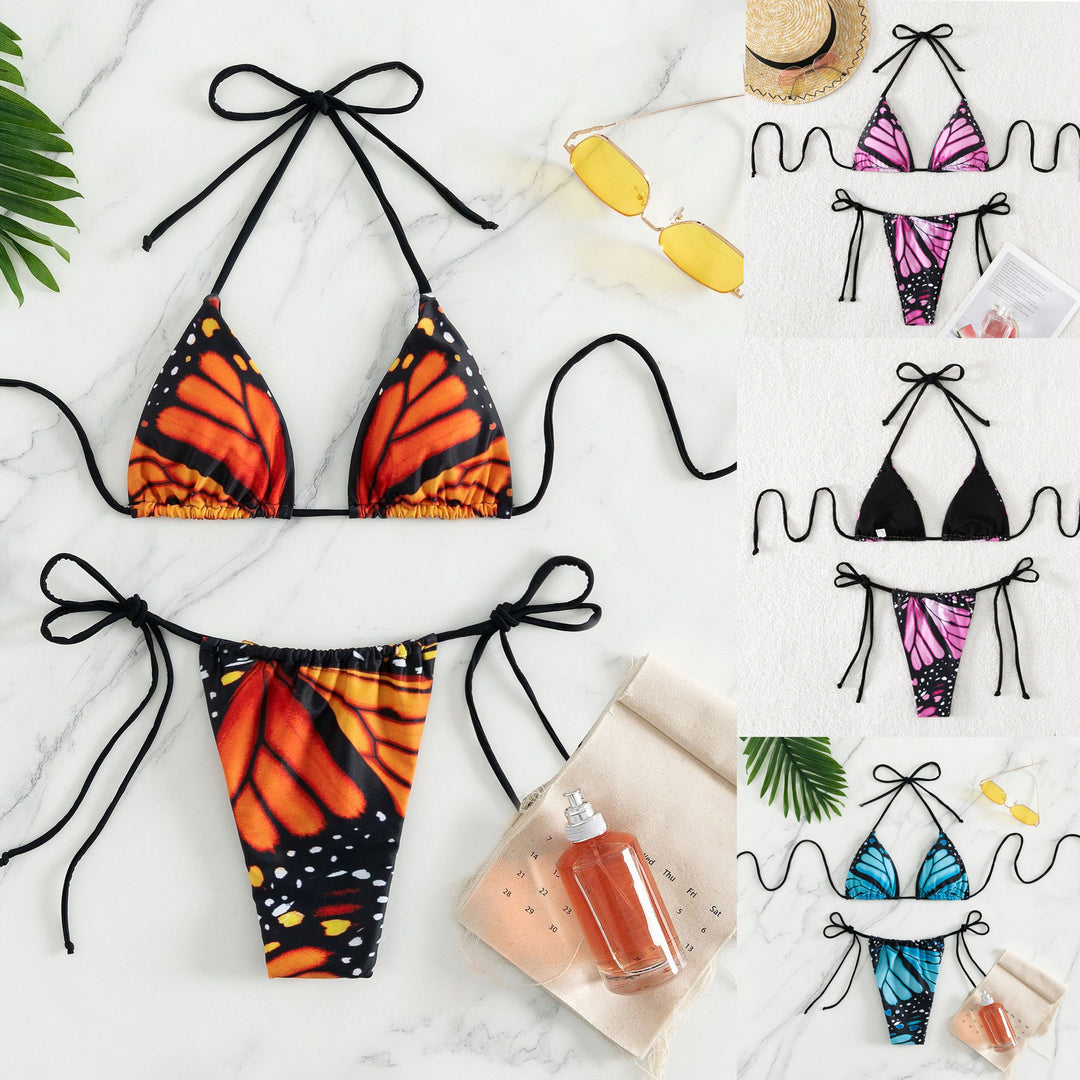 Women's Triangle Bikini with Butterfly Design and Adjustable Straps StylebySassy