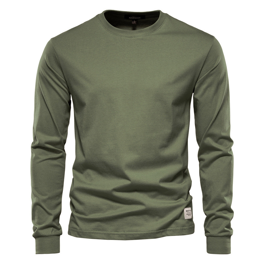 Men's classic long-sleeved cotton shirt with round neck and elastic cuffs StylebySassy