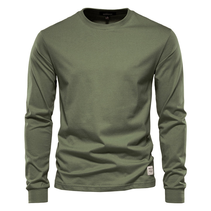 Men's classic long-sleeved cotton shirt with round neck and elastic cuffs StylebySassy