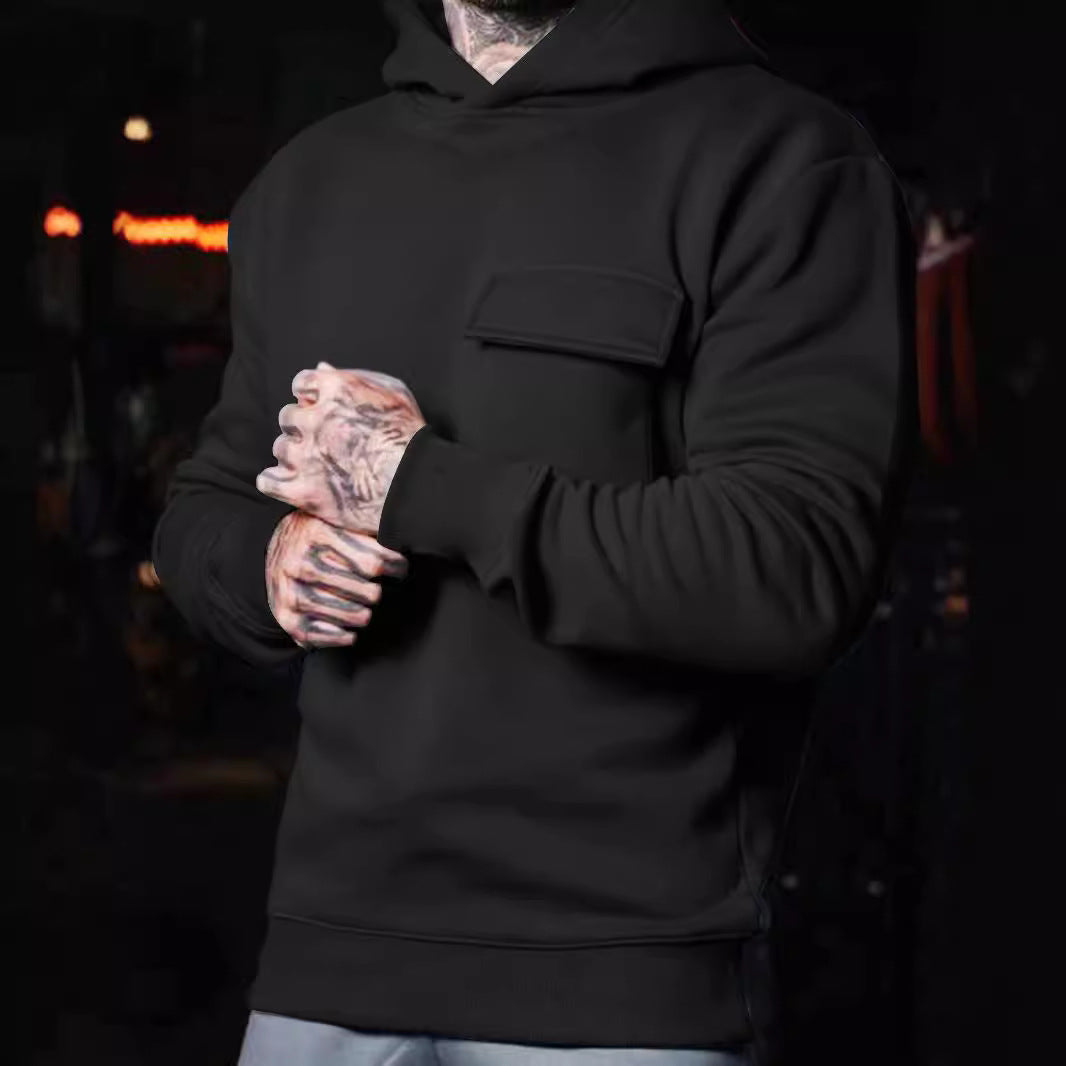 Men's casual athletic hoodie with patch pocket made of heavy French terry StylebySassy