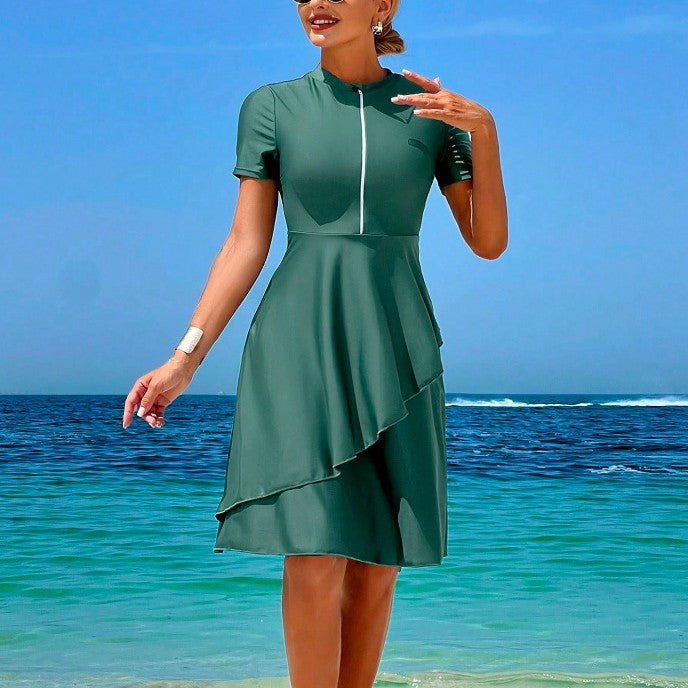 Women's Elegant Beach Dress with Ruffle Design StylebySassy