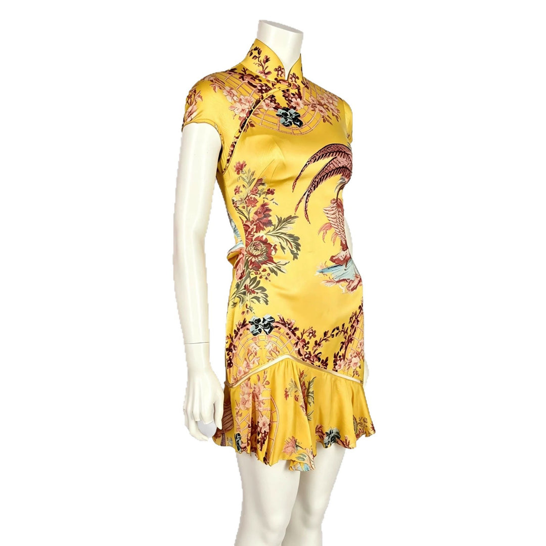 Women chiffon dress with Asian design and ruffle details StylebySassy
