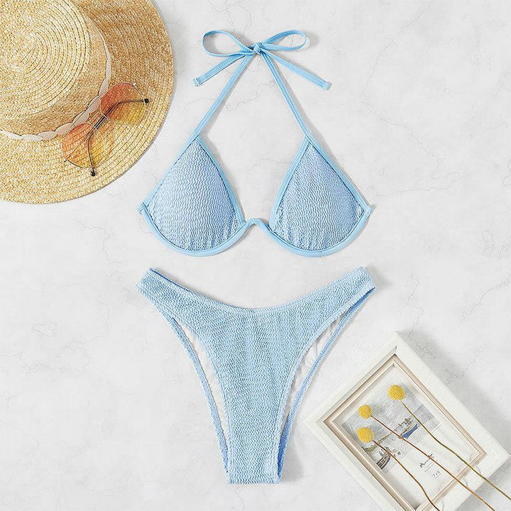 Women’s triangle bikini with a high cut and sophisticated detail StylebySassy