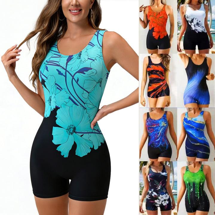Women's Sporty One-Piece Swimsuit with Trendy Graphic Design StylebySassy