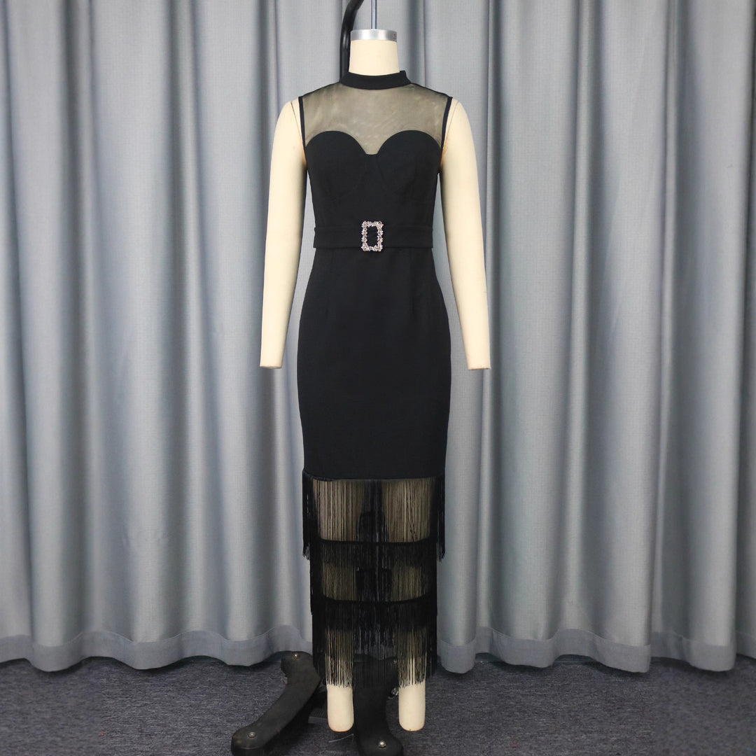 Ladies evening dress with exclusive fringe design StylebySassy