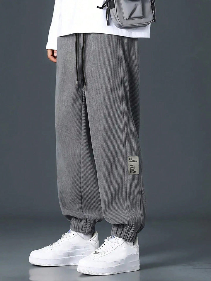Men's nan Relax leisure pants made of fine wide cord structure with drawstring and elastic ankle cuffs StylebySassy