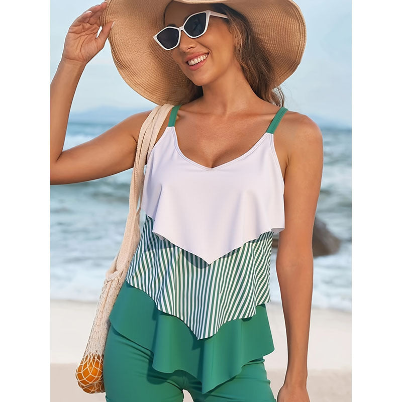 Women's swimsuit with chic ruffle design and high waist cut StylebySassy