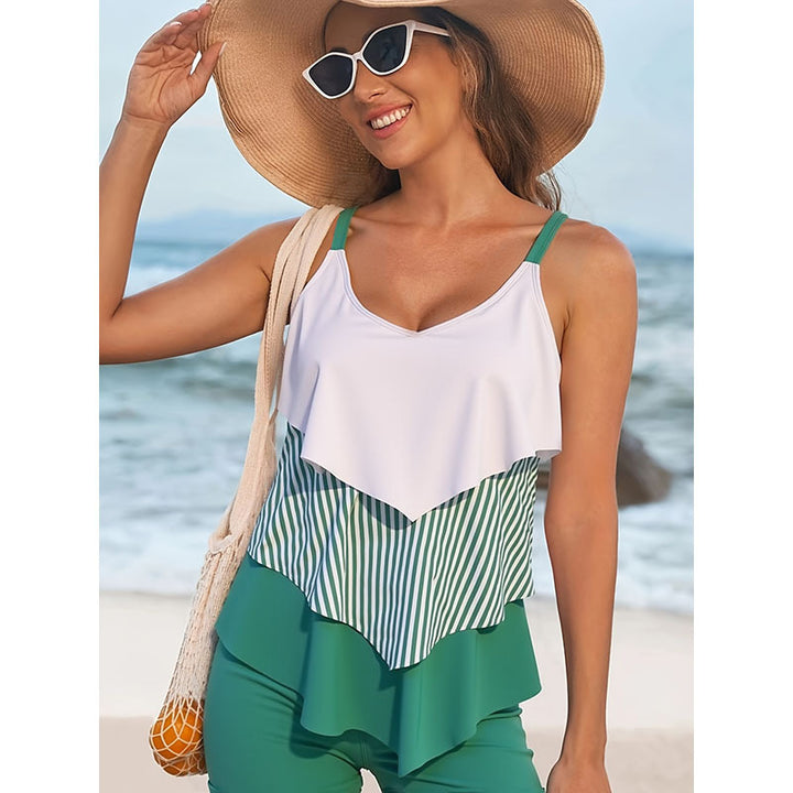 Women's swimsuit with chic ruffle design and high waist cut StylebySassy
