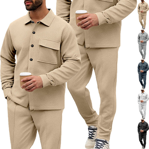 Men's Nan Shirt Jacket Set with Flap Pocket and Tapered Comfort Trousers StylebySassy