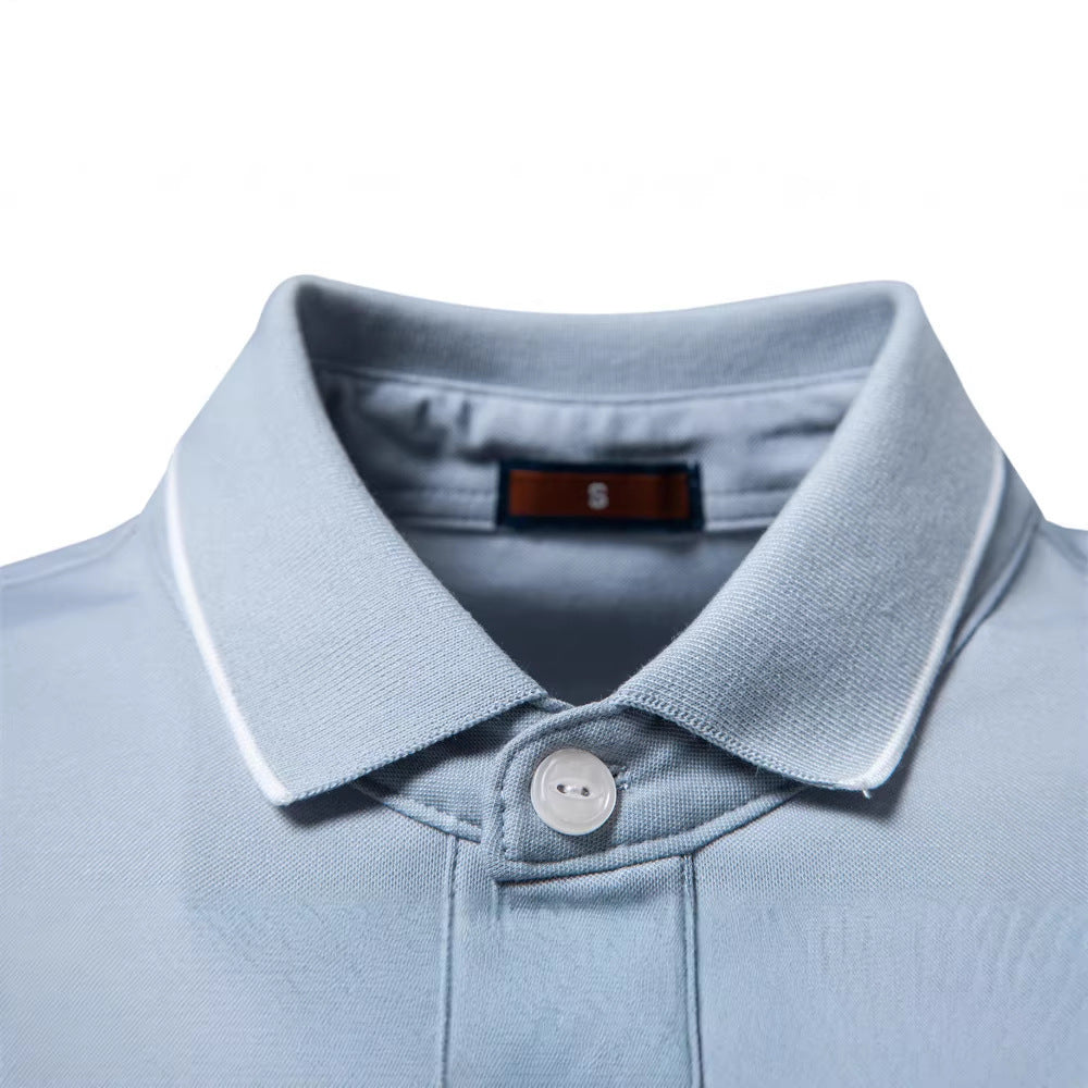 Men's breathable short-sleeved polo shirt made of cotton blend with ribbed hem StylebySassy